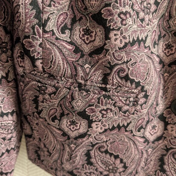 Liz Claiborne Purple Paisley Jacquard Blazer Snap Buttons Size Large Brocade - Picture 8 of 15